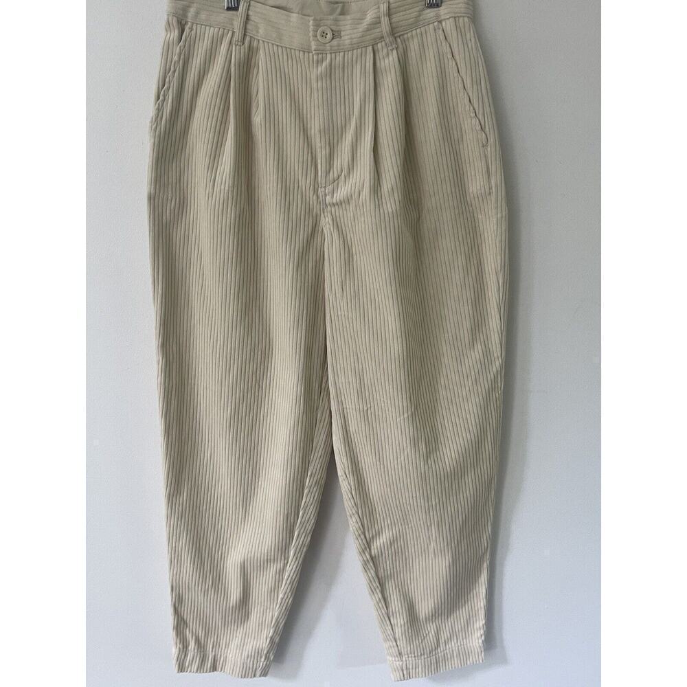 Rowing Blazers Corduroy Pants Women Size 6 Beige High Rise Pleated Straight Leg
